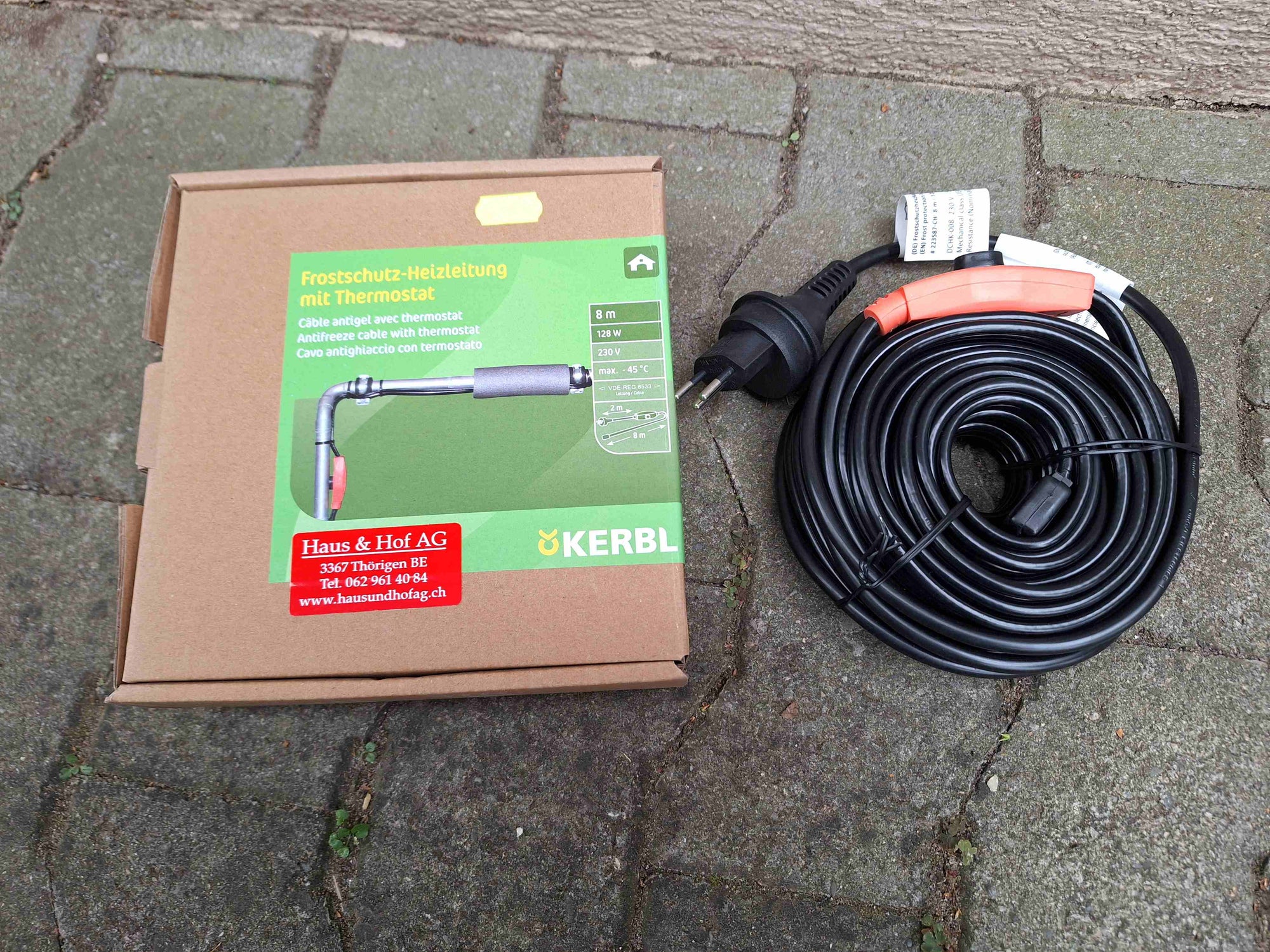 Heizkabel betriebsbereit, 1 Meter - 49 Meter lang