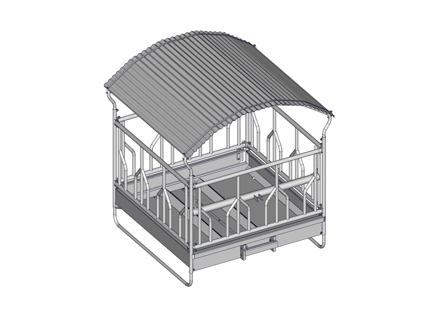 Freiland-Fressgitter mit Dach (Futterraufe) Palisaden verstärkt 200 x 200 cm