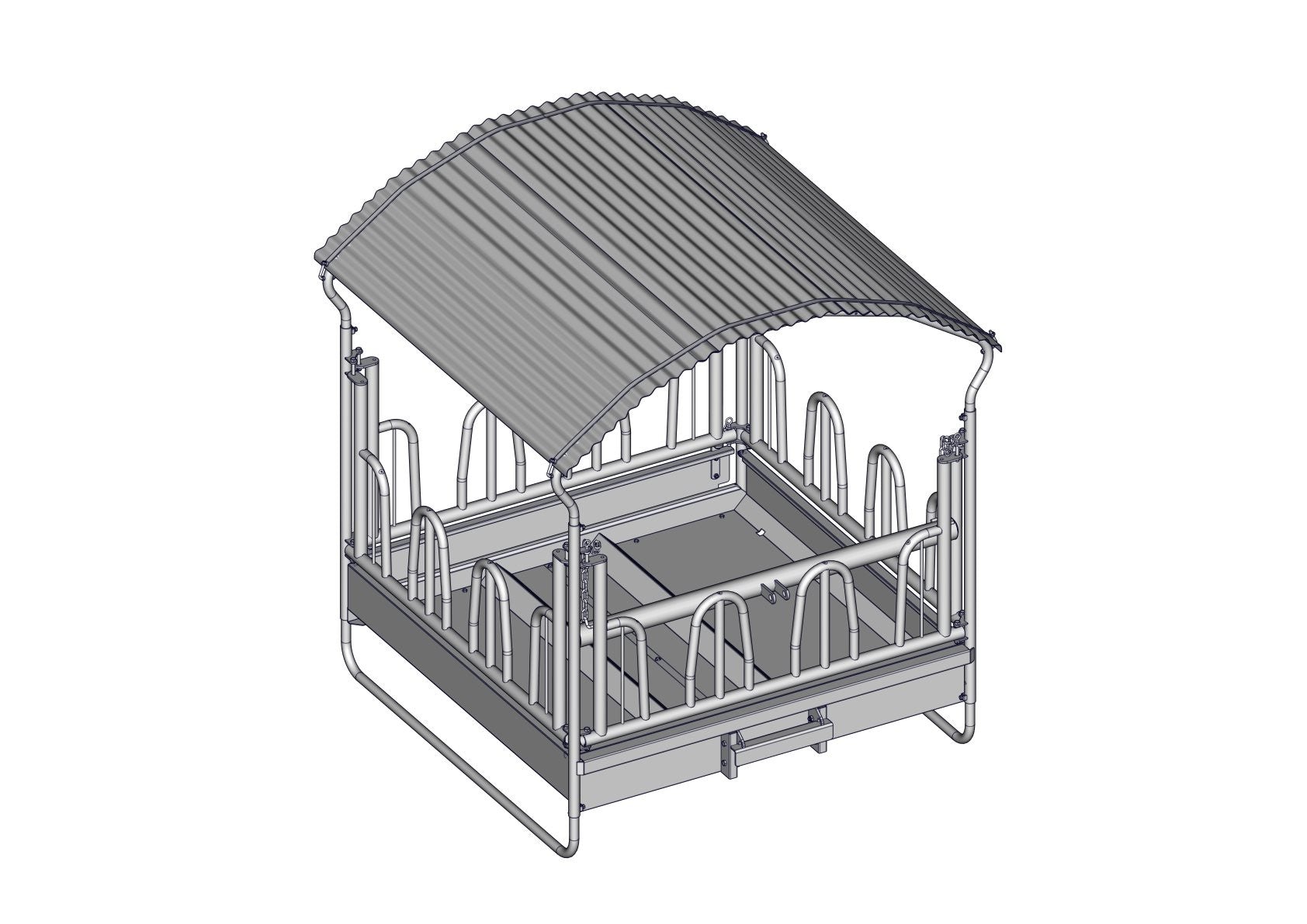 Freiland-Fressgitter mit Dach (Futteraufe)  Palisaden offen 200 x 200 cm